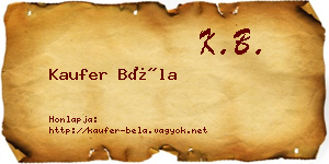 Kaufer Béla névjegykártya