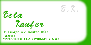 bela kaufer business card